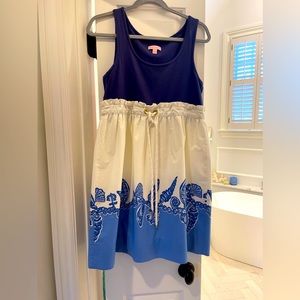 LILLY PULITZER sleeveless seashell dress with rope tie.